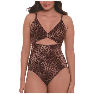 Costumi da bagno femminile comodo stampa leopardo cavo cavo a un pezzo da nuoto alto elastico bikini di grandi dimensioni per le donne