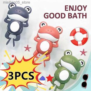 Sand Play Water Fun Childrens Childrens New Bathtub Toy Chain Clock After Swimming Stroke Little Frog Baby Bathtub Gute Sticker Animal Toy Gift Bathtub Toy Children Q240426