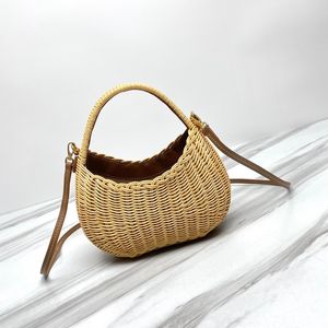 Wander tkana rafia-effekta przędzy torba hobo z skóry detale designerskie kobiety letnia słomka bambusowy koszyk żywności skóry idylliczne pod pachami torba crossbody torb