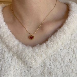 Подвесные ожерелья корейский модный красное сердце