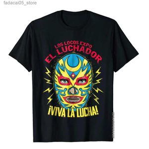 メンズTシャツViva LaLucha Luchador Libre WrestlingファンTシャツレギュラークレイジートップコットンメンズクールQ240426