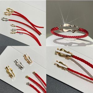 Designer New FR Fashion Red Rope Charm Armband för kvinnor Män armband 925 Silver Horseshoe Form lämplig för DIY Lovers Classic Mother Day Jewelry Gift