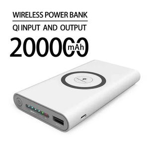 4yft cep telefonu güç bankaları 200000mah kablosuz çift yönlü hızlı şarj güç paketi taşınabilir şarj cihazı c tipi cep telefonu harici pil 240424