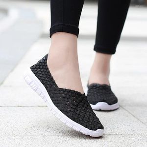 Scarpe casual donne sneaker estate slittamento leggero traspirante su mocassini piatti manuali intrecciati superficiali