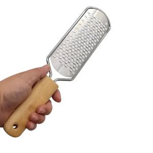 new Bamboo Handle Stainless Steel Foot File Quick Dead Skin Calluses Pedicure Toolfor Stainless Steel Callus Remover for Foot Care Bamboo