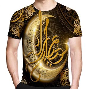 Мужчины женские моды мусульманское искусство печатное 3D Готическое летнее дышащее винтаж негабаритный футболка с коротким рукавом с коротким рукавом смешной футболка 240415