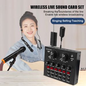 Face Wireless Microphone + Wireless Headset Computer Mobile Phone Sound Card Karaoke Live Singing and Game Equipment Set