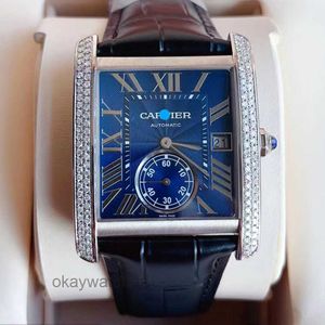 DIALS WORKING Automatic Watches Carter Mens Watch Tank Square Diamond Set Mechanical WSTA0010