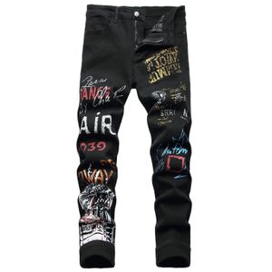 Mens Fashion Hip Hop Youth Street Jeans Men Brand High Quality Slim Stretchy Ripped Denim Pants 2023 Male Trousers Black 240422