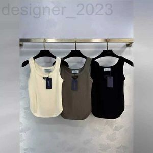 Kvinntankar Camis Designer 24 Spring/Summer Advanced and Versatile Simple Black and White Minimalist Knitted Tank Top