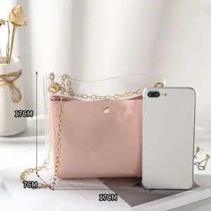 Bag Design Luxury Handbag Women Transparent Bucket Clear PVC Jelly Small Shoulder Female Chain Crossbody Messenger Bags#C2