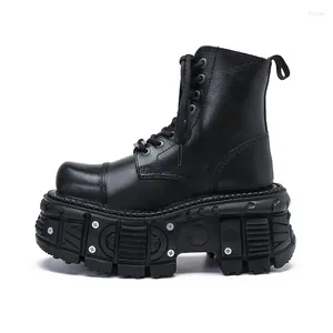 Boots 2024 Men And Women's Special-Interest Design Lace-up Knight Dark Punk Metal Muffin Platform Ankle