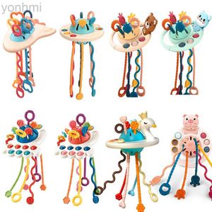 Mobils# Sviluppo Baby Rattle Teether Toys Montessori Silicone Pull String Games Toys Baby Toys Toys per bambini per bambini 6 12 mesi D240426