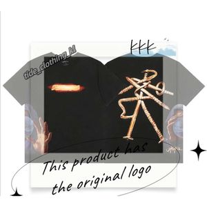 2024 Erkek Kadın T-Shirt Yaz Tasarımcısı Traviscott Tişörtler Mektup Köpük Baskı Retro Kısa Kollu Tişört Gevşek Büyük Boy Büyük Boy Sıralı T-Shirt Magliette 56