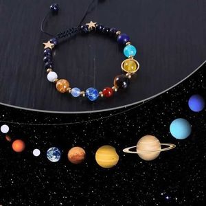 Beaded Galaxy Solar System Armband för Mens Universe Nine Planets Natural Stone Star Earth Moon Fashion Par Jewelry