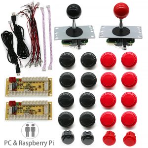 Spelare 2 Player Copy Sanwa Arcade DIY Kit Zero Delay USB Board Game Controller Joystick Encoder till PC Raspberry Pi Stick Obsf 30mm Set