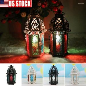 Candle Holders Holder Moroccan European Style Iron Candlestick Rusti Lantern Tealight Pillar Vintage Garden Lamp Stand