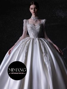 Projektant francuski satynowy lekka sukienka ślubna 2024 Nowa panna młoda Wysokiej jakości biała wysokiej klasy suknia balowa