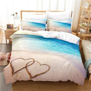 Conjuntos de cama de praia lindos para quarto de colchas macias para a cama em casa com veio confortável capa de colcha e fronhas de colcha