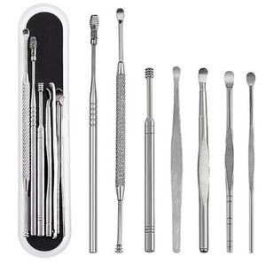 Ear Care Supply 7pcsset Wax Pickers Cleaner Stainless Steel Earpick Remover Curette Pick Spoon Epiwax3673702