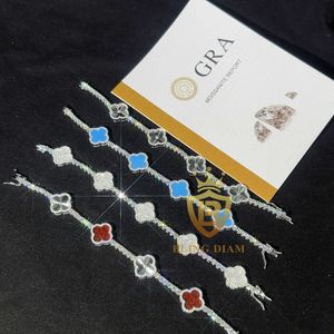 2024 New Fashion Clover Moissanite Tennis Chain Bracelet 925 Sterling Silver 3mm moissanite bracelet Pass diamond test