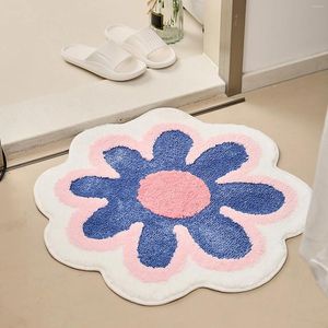 Halılar 40x40cm halı tuvalet halı ev kıyafeti mobilyaları ins sevimli basit benzersiz çiçekler yıkanabilir çok renkli yaratıcı banyo mat
