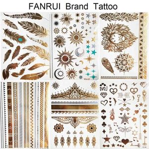 Tattoo Transfer Sexy Sun Moon Star Temporary Tattoo Women Party Body Arm Art Fake Flash Tatoos Gold Metallic Tattoo Stickers Girl Bracelet Wrist 240426