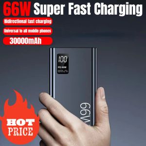 充電器New 30000MAH Power Bank 66W Super Fast Charging for iPhone 13 14 Huawei Xiaomi Samsung PD 20W外部バッテリー充電器パワーバンク