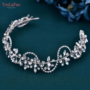 Başlıklar Youlapan Gelin Düğün Başlık Rhinestone Çiçekleri Head Band Saç Dekorasyonu Kadın Saç Parçası Takı Nedime Hediyeleri Hp266