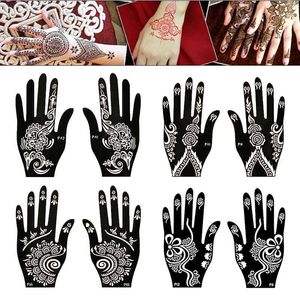 Tattoo Transfer 2pcs Henna Tattoo Stoncys Modelos para mulheres Tatuagem Tatuagem Indiana Fashion Flower Tattoo Supplies for DIY Arte do corpo 240426