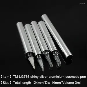 Бутылки для хранения блестящая серебряная косметическая ручка 3ml concealer нажмите пустой пакет 250pcs/lot