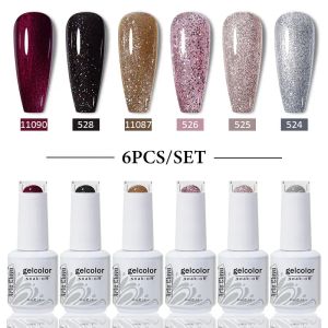 Kits Arte Clavo 4/6/8/10st julgel nagellack set glitter vinter 411 färger uv led nagelkonst gel semi permanent bas topprock