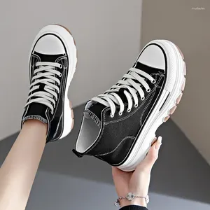 Casual Shoes 2024 Fashion for Women Canvas Damskie Wulkanize Wulkanize Outdoor High Top Sneakers Platform Lace Up Panie