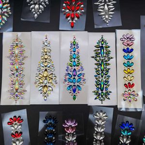 Tattoo Transfer EDM Music Festival 3D Crystal Stickers Colored Resin Drill Fashion Face Accessory Forehead Stage Decor Temporary Tattoo Stickers 240426