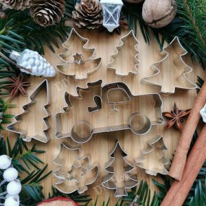 Formar 1pc jul kex mögel rostfritt ståltruck träd kakor fräsar för navidad party hem dekoration leverans diy bakverktyg