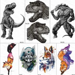 Передача татуировки ommgo dinosaur monster fierce временная татуировка наклейка Roar tyrannosaurus rex Custom Tattoo Body Arrm Arm Arm Fake Tatos Men 240427