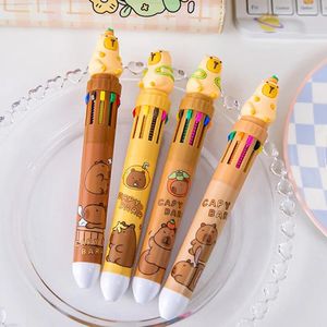 Pcs/lot Creative Capybara 10 Colors Ballpoint Pen Cute Press Ball Pens School Office Writing Supplies Stationery Gift