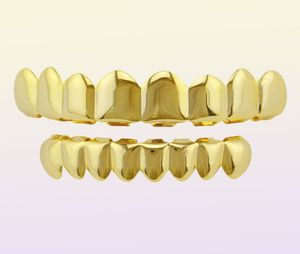 Hiphop Grill Jewelryclassic Smooth Gold Sier Rose Glated Teeth Grillz Top Bottom Faux Dental Tooth Braces Grills Men Lady Hip Hop 7525878