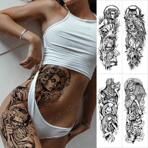 Tatuagem Transferência de braço grande Tattoo Snake Medusa impermeável Tattoo Tattoo Tattoo Poseidon Shark Aquaman Trident Body Art Full Fake Tatoo 240427