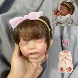 Dockor 17 tum målad Reborn Doll Kit För tidig babystorlek Handrotat hår och ögonfransar med tygkropp omonterade DIY Doll Parts