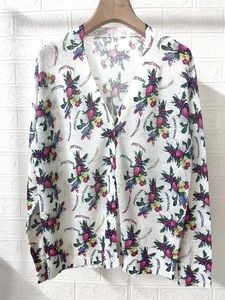 Kvinnors stickor 2024 Spring Women Linen Knit Cardigan blommig bokstav tryckt Löst långärmad vintage Kvinnlig enda brösttröja