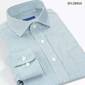 Men's Dress Shirts Smart Five Striped Men Long Sleeves Slim Fit England Windsor Collar Shirt Formal Business Wedding For Male B