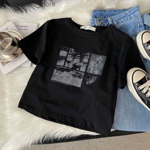 Men's T-Shirts Womens T-shirt crop top Y2K summer cotton punk print Korean fashion short sleeved graphic aesthetic Harajuke Grunge Gothic clothing Q240425