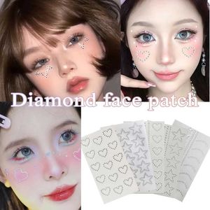 Tatuaż Transfer twarzy naklejka na nokcję łyżką diamentową Diamond Diamond Stickereye Makeup Makeup Do jednorazowe tatuaż naklejka dekoracyjna biżuteria twarzy 240427