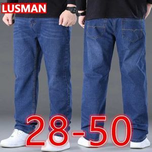 Herren -Jeans Herren Jeans Lupen Sie hochdetrieben, Denim Stoff für übergewichtige Völker mit großer Hose 45150 kg Jeans Hombre Wide Leg Jeans Pantalon Hommel24 geeignet