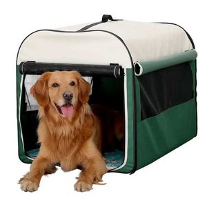 Cat Carriers Crates Houses Green Dog House Warm Big House Summer Dog Cage with Breathable Mesh Indoor Outdoor Portable and Foldable Pet Tents All Seasons 240426