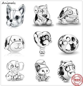 925 Sterling Silber Dog Elephant Turtle Tier Perle Fit Charms Silber 925 Originalarmband -Trinket DIY Frauen Schmuck 7615902