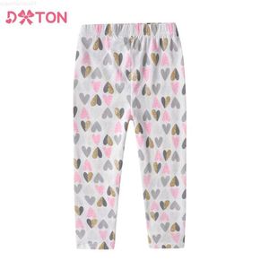 Trousers DXTON Autumn Baby Girl Leg Heart Printed Preschool Pants Childrens Girls Pencil PantsL2404