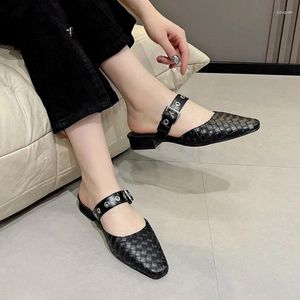 Casual Shoes 2024 Back Air Thick Heel Elegant Women's Sandals With Headband Fashion Half Slippers Low Heels