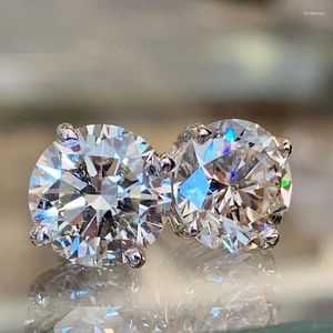 Stud Earrings Ne'w Classic 4 Cubic Zirconia Women Crystal CZ Stone Minimalist Ear Luxury Wedding Eternity Jewelry 2024